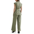 thumbnail image 3 of INSPIRE CHIC Women's Summer 2 Piece Outfits Cap Sleeve Work Casual Wide Leg Pant Sets S Army Green, 3 of 6