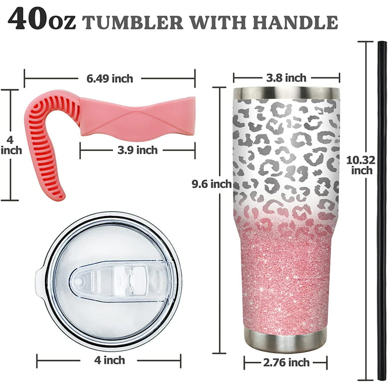 40oz Tumbler Handle Sleeve - Pink & Leopard Skulls - Tennessee Jane