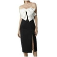 thumbnail image 2 of DailyTrove Women's Off-Shoulder Pencil Dress-Sleeveless-For Office Party-Black & White Contrast, 2 of 6