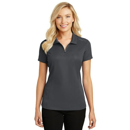 - Port Authority Ladies Pinpoint Mesh Zip Polo