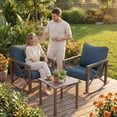 thumbnail image 3 of UDPATIO 3-Piece Metal Patio Rocking Chair Set, Heavy Duty 350 lbs Capacity Outdoor Bistro Furniture Set with 2 Rockers, Thick Cushions and Coffee Table for Porch, Rust-Resistant, Navy Blue, 3 of 9
