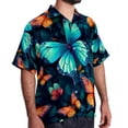 thumbnail image 2 of Flower Butterfly Men's Casual Button Down Short Sleeve Printed Summer Beach Shirts, 2 of 6