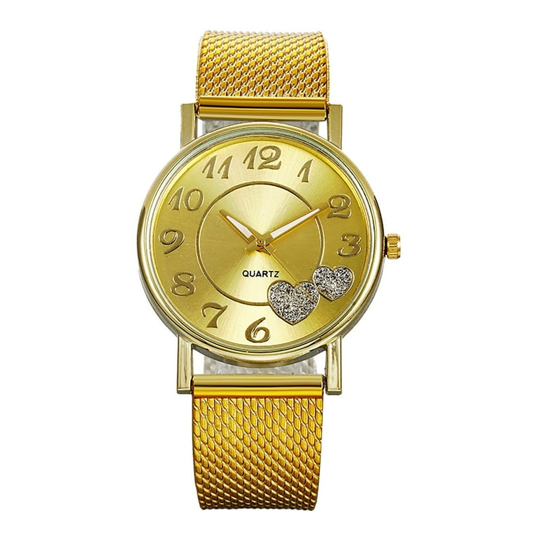 Women s Rose Gold Watches Heart Diamond Quartz Movement Girls Ladies Wristwatch Big Face Mesh Belt Watch Valentines Day Gifts Women s Wrist Watches