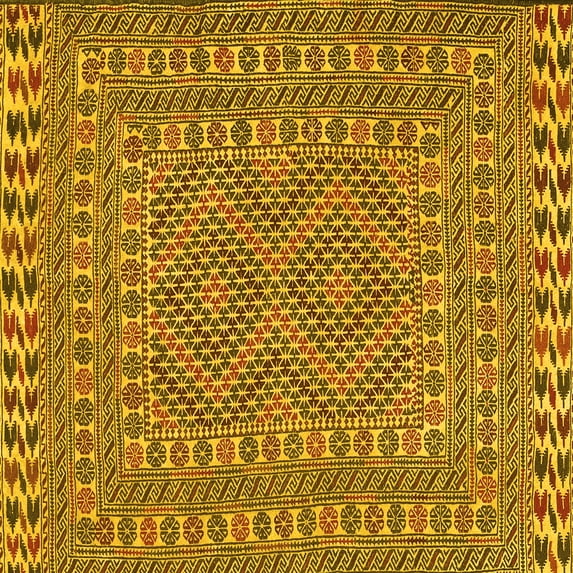 Ahgly Company Indoor Square Persian Yellow Traditional Area Rugs, 7' Square
