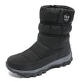 thumbnail image 2 of Bnwani Women Boots Ankle Winter Fashion Pile Toe Flat Mid-Calf Fleece Warm Snow Boot Black Size 4.5, 2 of 7