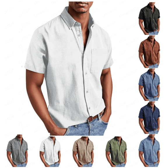 Dagugfen Short Sleeve Shirts for Men Plus Size Button up Loose Comfy Business Casual Work Shirts Pocket
