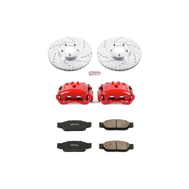 PowerStop Front Z23 Evolution Sport Brake Pad and Rotor Kit with Red Powder Coated Calipers Fits: FORD JAGUAR LINCOLN Select Models KC1351