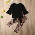 thumbnail image 3 of Baby Girls Lama Sleeve Solid Color Button Top + Leopard Elastic Waist Pants Suit, 3 of 6