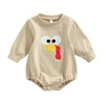 thumbnail image 5 of Douhoow 0-18M Baby Girl Boy Thanksgiving Romper Long Sleeve Turkey Print Jumpsuit Bodysuit, 5 of 7