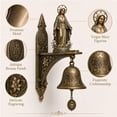 thumbnail image 3 of Our Lady of Grace Bronze Medal Wall Bell Virgin Statue Religious Bell Wall Mount Religious Figurine Bell Vintage Hanging Religious Bell virgin mary statue outdoor for Home Porch Chapel,B, 3 of 6