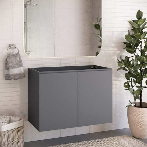 Modway Bryn 36" Wall-Mount Bathroom Vanity (Sink Basin Not Included) in Gray