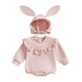 thumbnail image 1 of MIASHUI Baby Girl Easter Outfit Clothes Long Sleeve Romper with Cute Rabbit Ear Hat,Pink,0-3 Months, 1 of 8