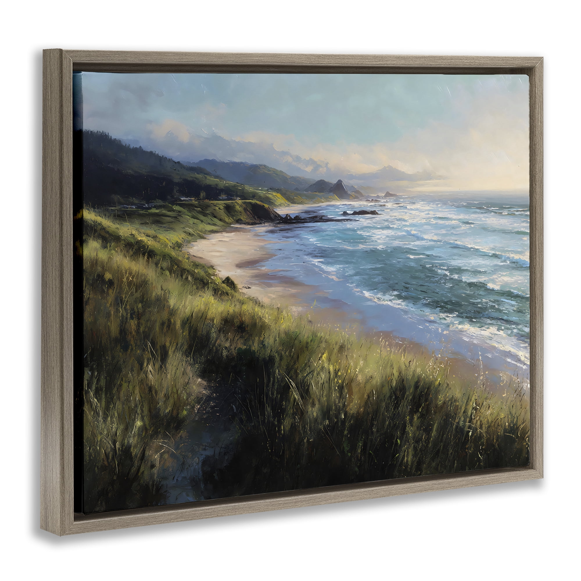Stupell Industries Nature's Coast in Morning Light Brown Framed Floater Canvas Wall Art, design by Franklyn Gregory