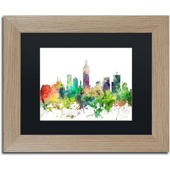Trademark Fine Art "Indianapolis Indiana Skyline SP" Canvas Art by Marlene Watson, Black Matte, Birch Frame