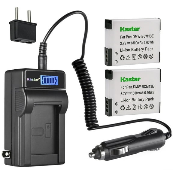 Kastar 2-Pack DMW-BCM13 Battery and LCD AC Charger Compatible with Panasonic DMW-BCM13E Lumix DMC-TZ61, Lumix DMC-TZ70, Lumix DMC-ZS27, Lumix DMC-ZS30 DMC-ZS30K DMC-ZS30R DMC-ZS30S DMC-ZS30W