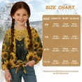 thumbnail image 7 of Xoenoiee Cat Sunflower Print Crop Top for Girls Lightweight Long Sleeve Tie Front Blouse Loose Fit Y2K Tee Sheer T-Shirt for School Sport, 7-8 Year, 7 of 7