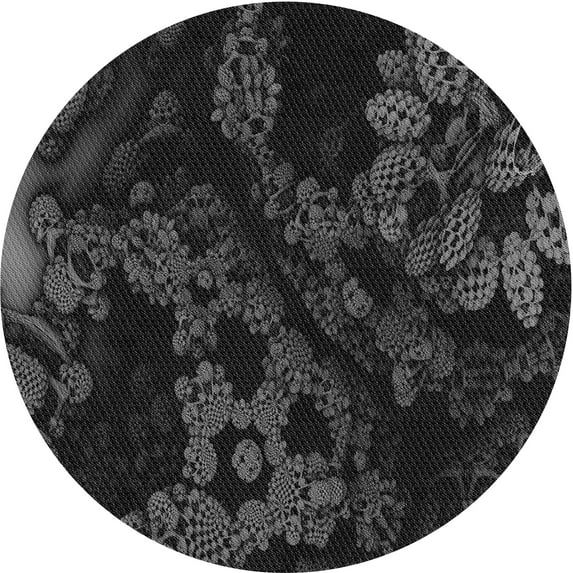 Ahgly Company Indoor Round Patterned Carbon Gray Area Rugs, 5' Round