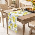 thumbnail image 4 of Yellow Blue Flowers Table Runner Watercolors Spring Floral Abstract Table Runners Dresser Scarves Holiday Kitchen Dining Table Decoration for Home Party Indoor 13x108 Inch, 4 of 9
