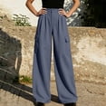 thumbnail image 4 of Women's High Waisted Pleated Wide Leg Cargo Pants Casual Loose Pocketed Work Trousers, 4 of 8
