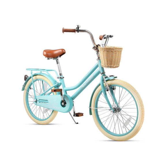 Esheno 20inch Bike with Basket Suspension Fork Dual Disc Brake Steel Frame Bicycle Green