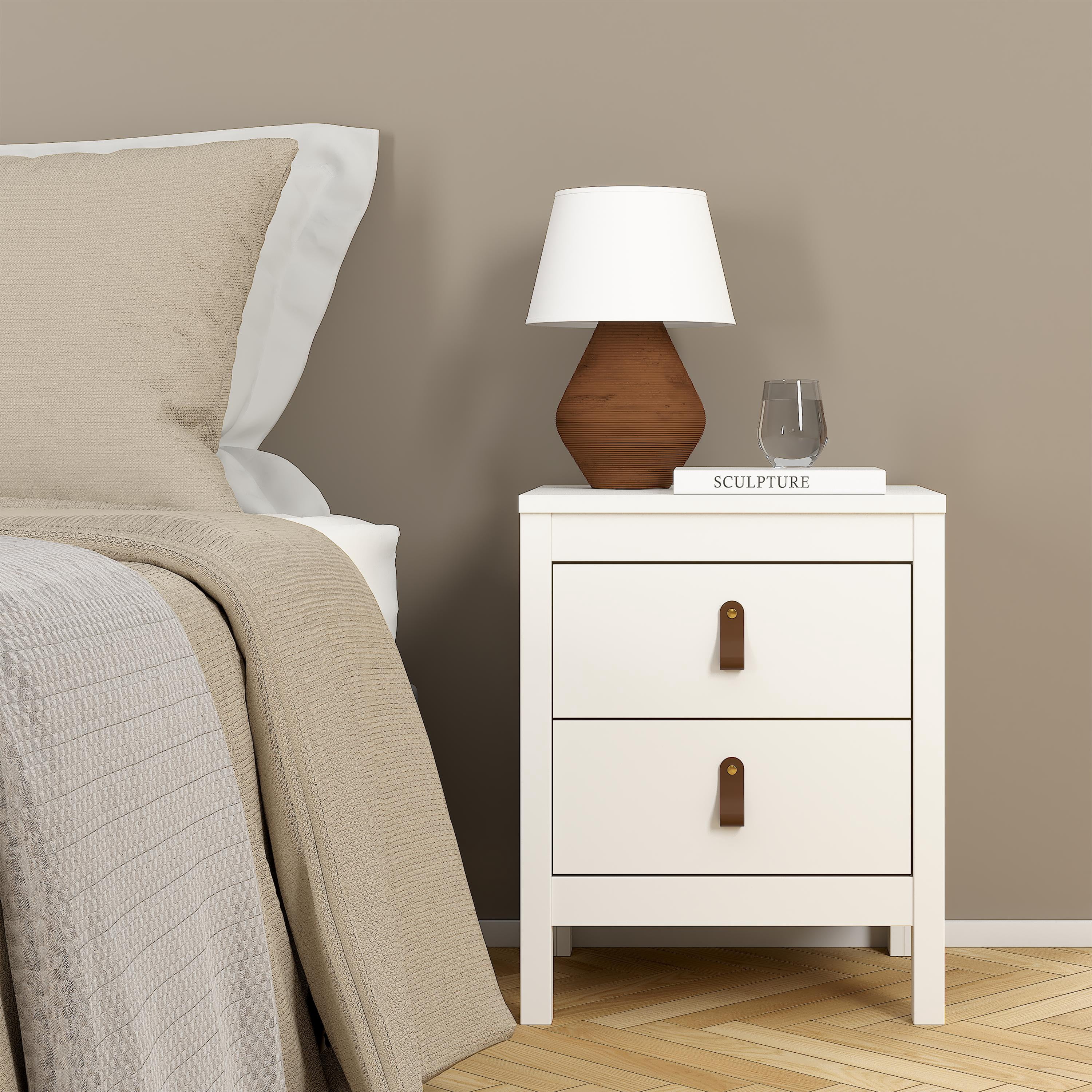 Tvilum Madrid 2 Drawer White Nightstand - Set of 2
