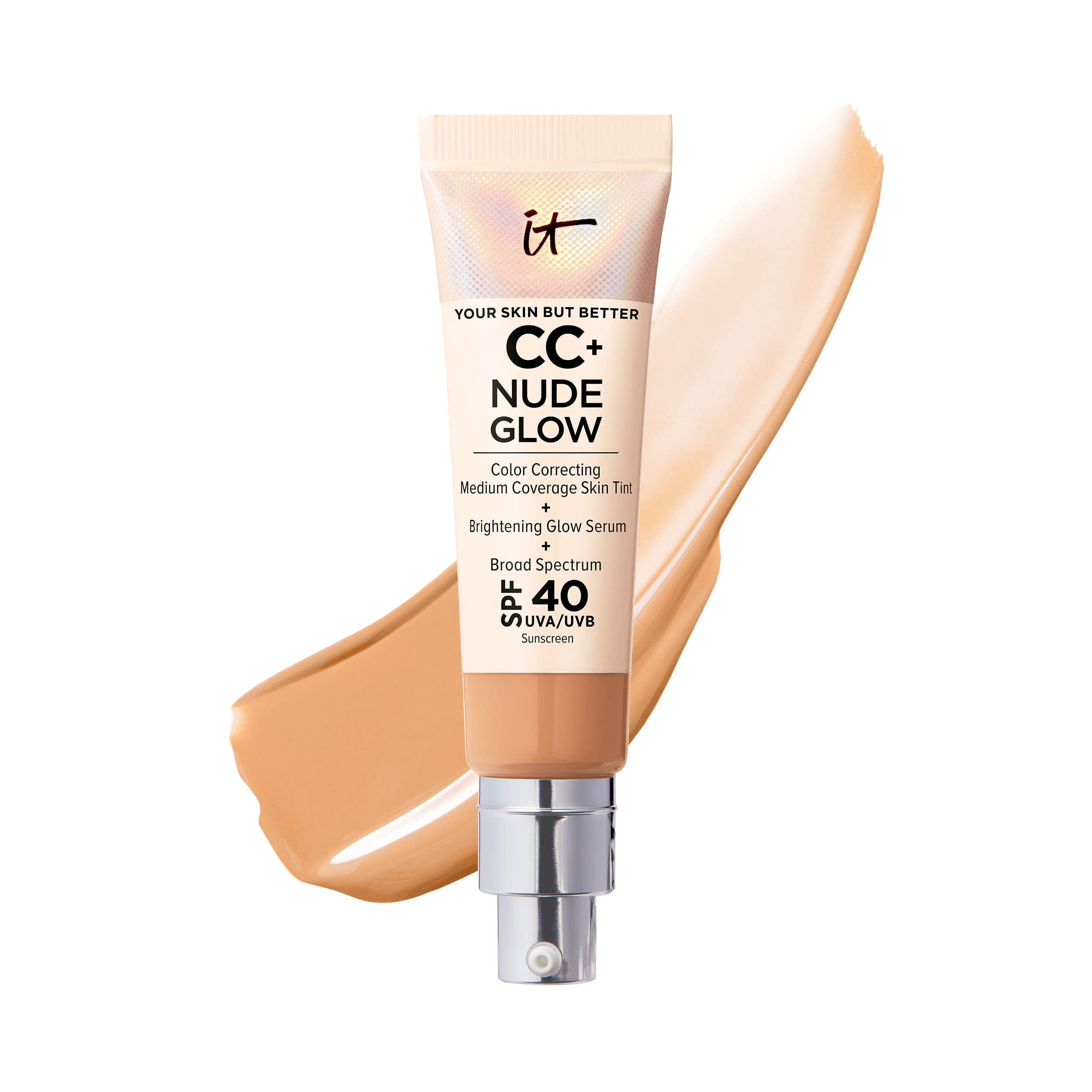 Foundation IT Cosmetics CC+ Nude Glow, SPF 40, 32 ml, color bronceado ...