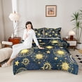 thumbnail image 4 of Manfei Boho Sun Full Size Comforter Sets,bohemian Exotic Style Bedding Comforter Set,Gold Stars Print Bedding Sets For Men Women,Breathable Home Decor Reversible,3 Pieces, 4 of 8