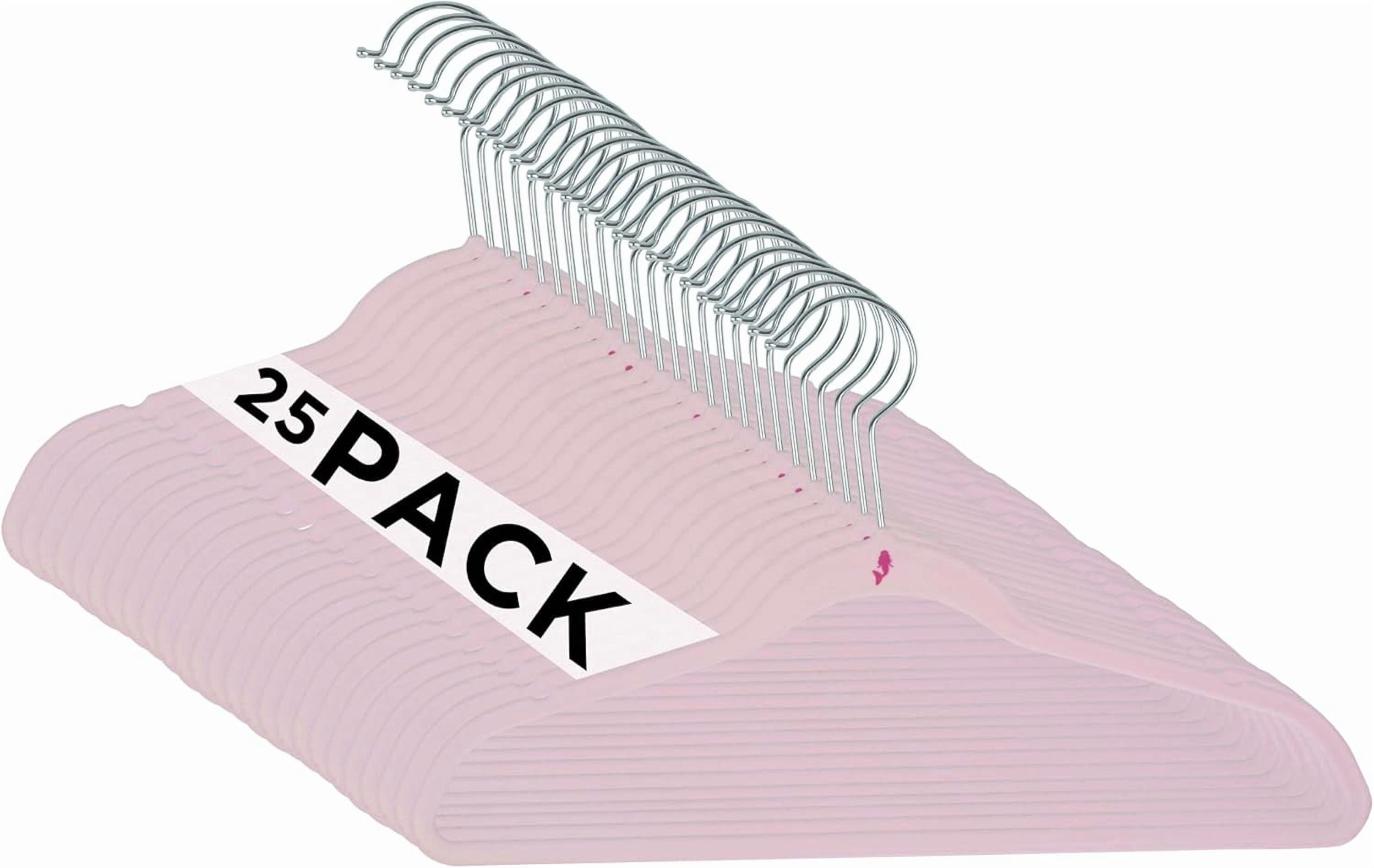SHAANXIXIAN 25 Pack Kids Velvet Hangers | Slim | Non-Slip Design | Space Saving | Childrens Clothes | Shirts | Pants | Dresses | Baby Nursery | Closet Storage & Organization | Blush