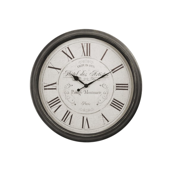 JERFIT 30 Inch Large Round Wall Clock with Roman Numerals, Non-Ticking Quartz Movement, Brown Vintage Decorative Clock for Living Room, Kitchen, Office