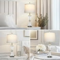 thumbnail image 6 of Crystal Glass Table Lamp with USB C+A Ports & AC Outlet,White Clear Modern Bedroom Lamp,Silver Lamp for Living Room,Nightstand Lamp LED Bulbs Included,Single Silver, 6 of 12