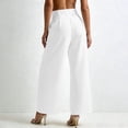 thumbnail image 5 of Women's Pleated Dress Trousers High Waist Loose Wide Leg Cropped Trousers with Pockets Busines Casual Commute Pants for Daily Work Wear White, 5 of 9