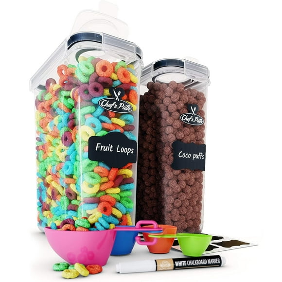 Chef's Path Airtight Food Containers - Set of 2 for Kitchen & Pantry - BPA Free for Cereal, Rice, Flour, Sugar - Bulk Storage - Big Containers
