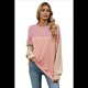 thumbnail image 3 of Camisa Holgada Informal de Punto con Cuello Redondo y Larga con Bloques de Color para Mujer, Color Rosa , Talla XXL, 3 of 6