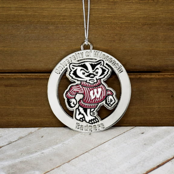 University of Wisconsin Badgers Silver Ornament by Fan Frenzy Gifts Officially Licensed NCAA