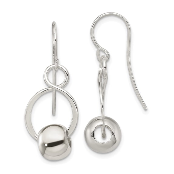 Beautiful Sterling Silver Twist w/Bead Dangle Earrings