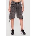 thumbnail image 3 of Women's Drawstring Hem Acid Wash Cargo Bermuda Shorts, 3 of 4