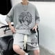 thumbnail image 3 of Conjunto deportivo informal de baloncesto americano, conjunto de moda para hombre, camiseta con estampado de gofres, pantalones cortos de manga corta para hombre, ropa para hombre, 3 of 5