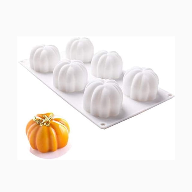 Molde de silicona para hornear pasteles - Moldes de calabaza 3D Bandeja de silicona para chocolate 6 cavidades Pastel de mousse Molde de calabaza Horneado para postre Tarta de queso Helado Cupcake