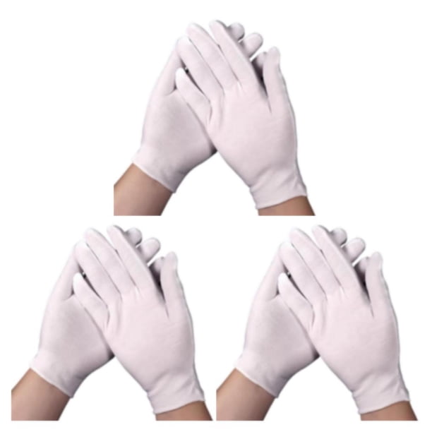 Sonducket 12 pares de guantes de algodón blanco para hombre, manopla de trabajo Unisex, guante elástico hidratante, joyería de inspección, Type1 NO1