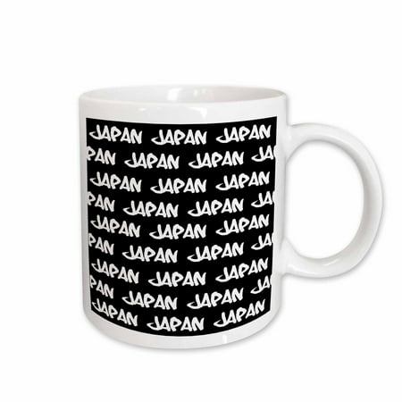 3dRose Japan text design - white words on black - Japanese souvenir - cool urban graffiti font pattern, Ceramic Mug, 15-ounce