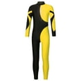thumbnail image 2 of iixpin Girls Unitards Gymnastics Full Body Ballet Leotards Figure Ice Skating Jumpsuit One Piece Dance Bodysuit Yellow&Black 10, 2 of 6