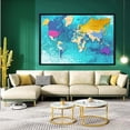 thumbnail image 2 of Colorful Graffiti World Map Wall Art Canvas Abstract Map Art Watercolor Map Decor Mordern Design Framed Canvas Art For Bedroom Livingroom Office, 2 of 7