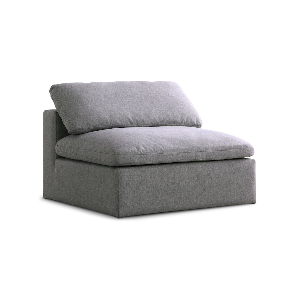 Meridian Furniture Serene Gray Durable Linen Fabric Deluxe Armless Chair