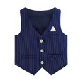thumbnail image 2 of Boys Striped Vest Retro Formal Vest for Kids Wedding Prom Outfit Lapel Slim Fit Waistcoat Boy Thermal Sleeveless Suit Tops, 2 of 5