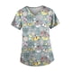 thumbnail image 2 of Blusa médica con cuello en V, cómoda y con estampado de animales lindos, ropa de trabajo multiusos para enfermeras Verde, 2 of 9