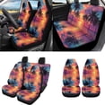 thumbnail image 2 of Uorisanigo Car Seat Covers Full Set Hawaii Palm Tree Sunset Include Steering Wheel Protector/Seat Belt Shoulder Pad/Armrest Cover/Headrest/Shift Knob Handbrake Cover/Coasters/Keychains, 18 Pack, 2 of 7