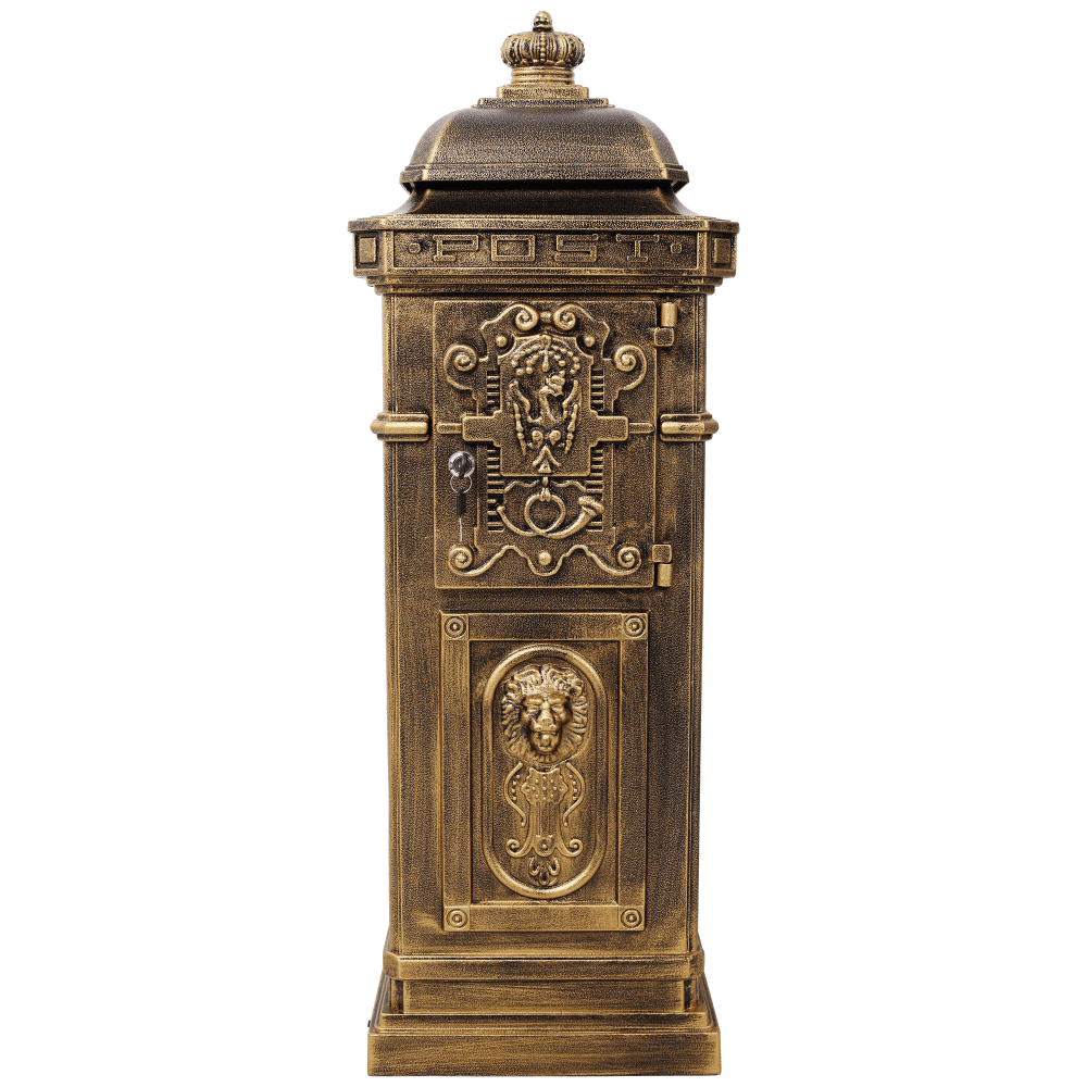 Tcbosik Outside Mailbox with Lock, Floor Standing Postbox, Aluminum Letter Box for Home Use, Copper