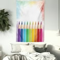 thumbnail image 3 of School Tapestry, Digital Drawing Illustration of Realistic Colorful Pencils on Pastel Tone Backdrop, Wall Hanging for Bedroom Living Room Dorm Decor, 60W X 80L Inches, Multicolor, by Ambesonne, 3 of 5