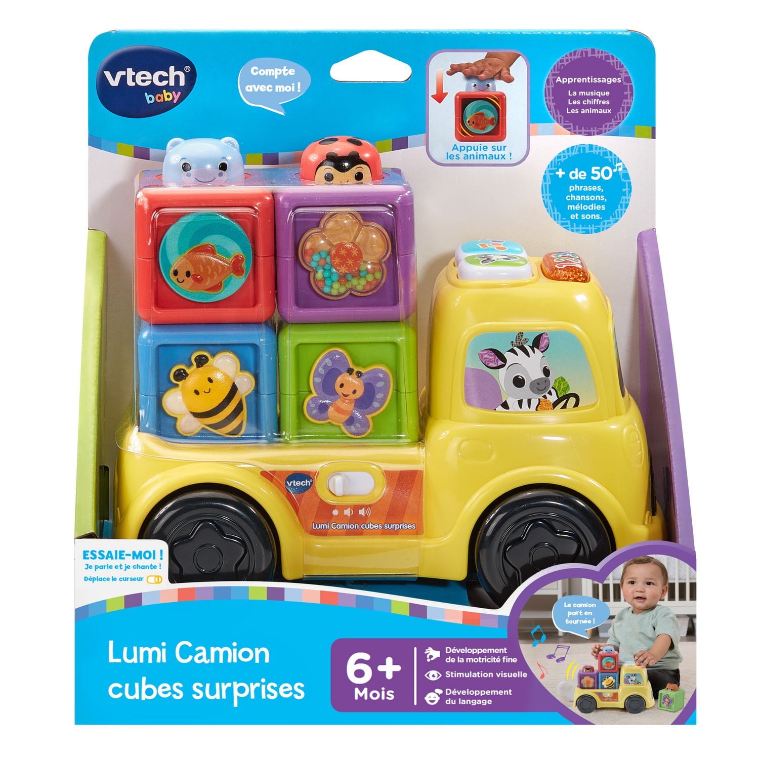 VTech Beep & Go Blocks Truck With Four Interactive Blocks - French Version, 6+ Months