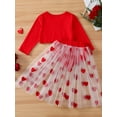 thumbnail image 3 of Bagilaanoe 2Pcs Toddler Baby Girls Valentine's Day Outfits Long Sleeve Crop Tops + Heart Print Mesh Skirt with Shorts 1T 2T 3T 4T 5T 6T Kids Casual Skirt Set, 3 of 9